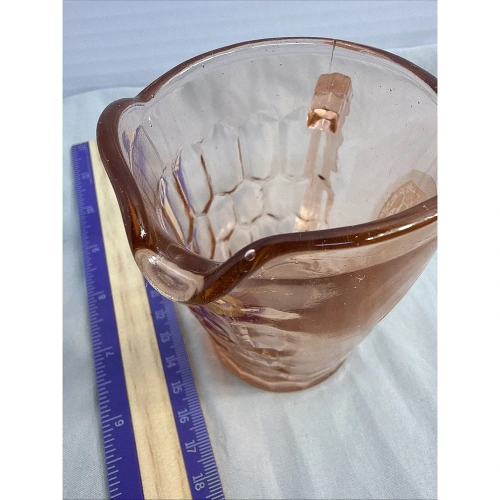 Vintage 1930s Hazel Atlas Shirley Temple Pink Depression Glass Creamer Pitcher